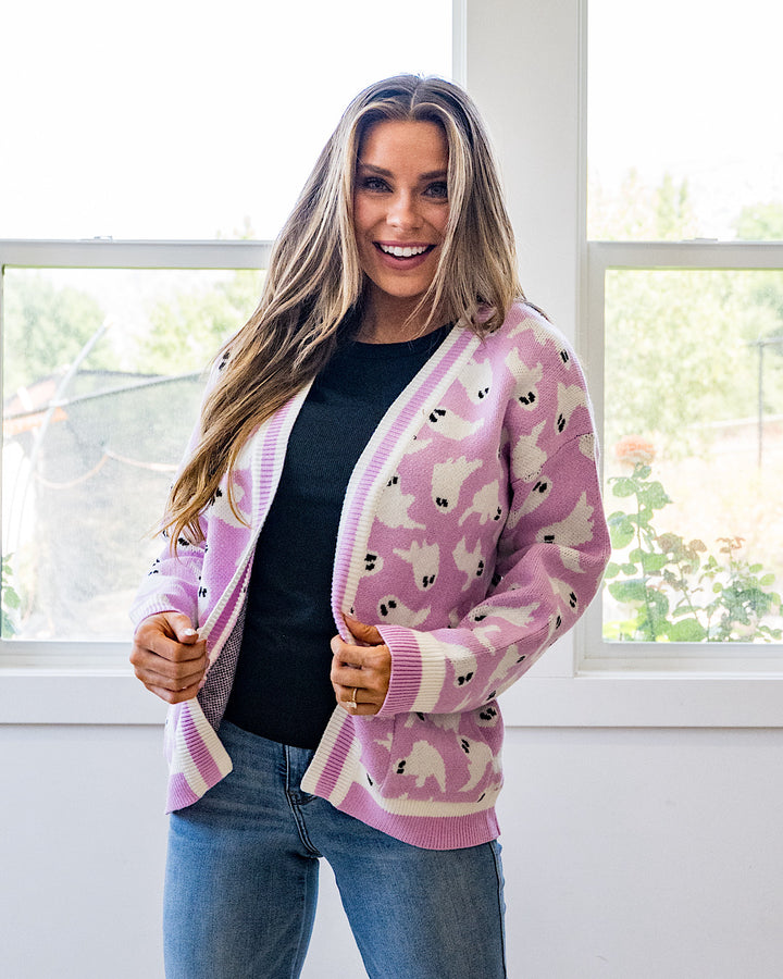 NEW! Ghost Pocket Cardigan - Pink
