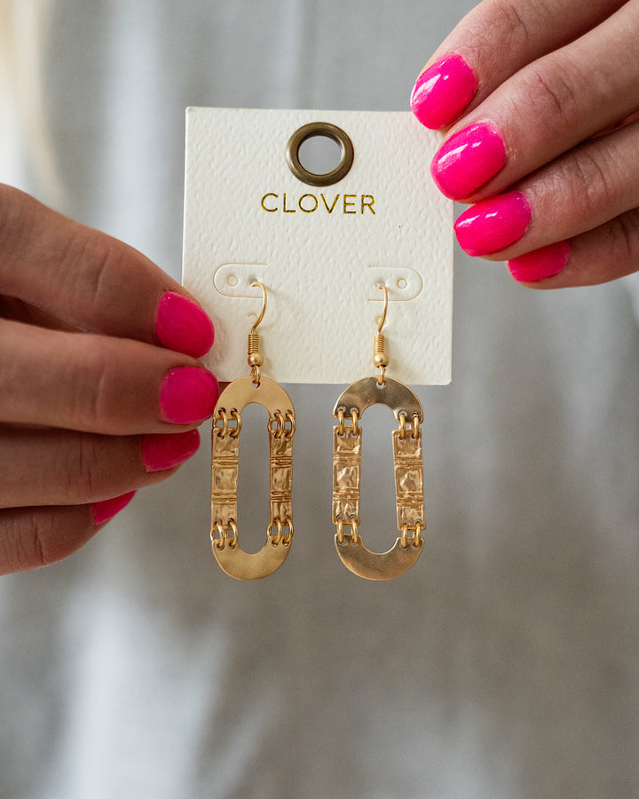 NEW! Textured Metal Geometric Dangle Earrings - Gold