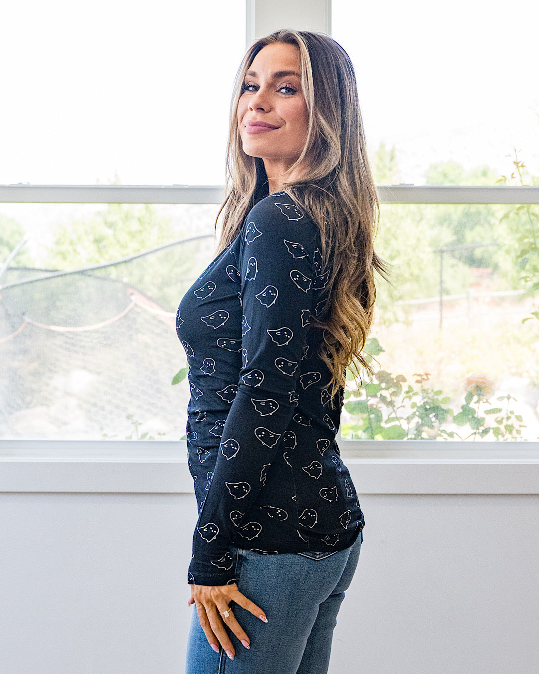 NEW! Blair Long Sleeve Top - Midnight Ghosts