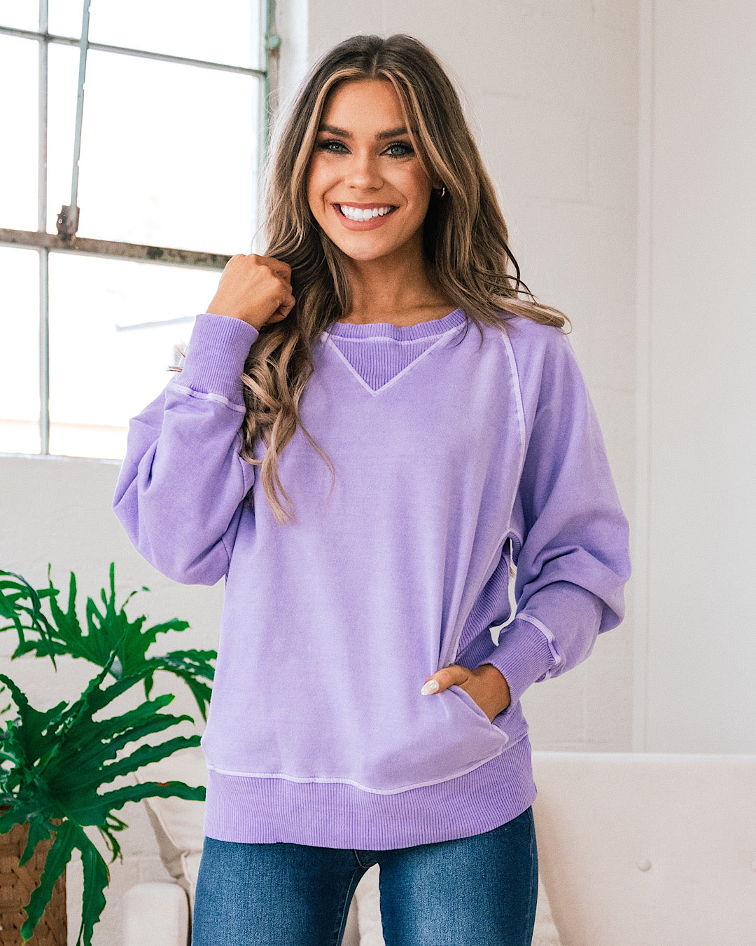 Girlfriend Crewneck Sweatshirt - Color Options Available! Zenana Bright Lavender
