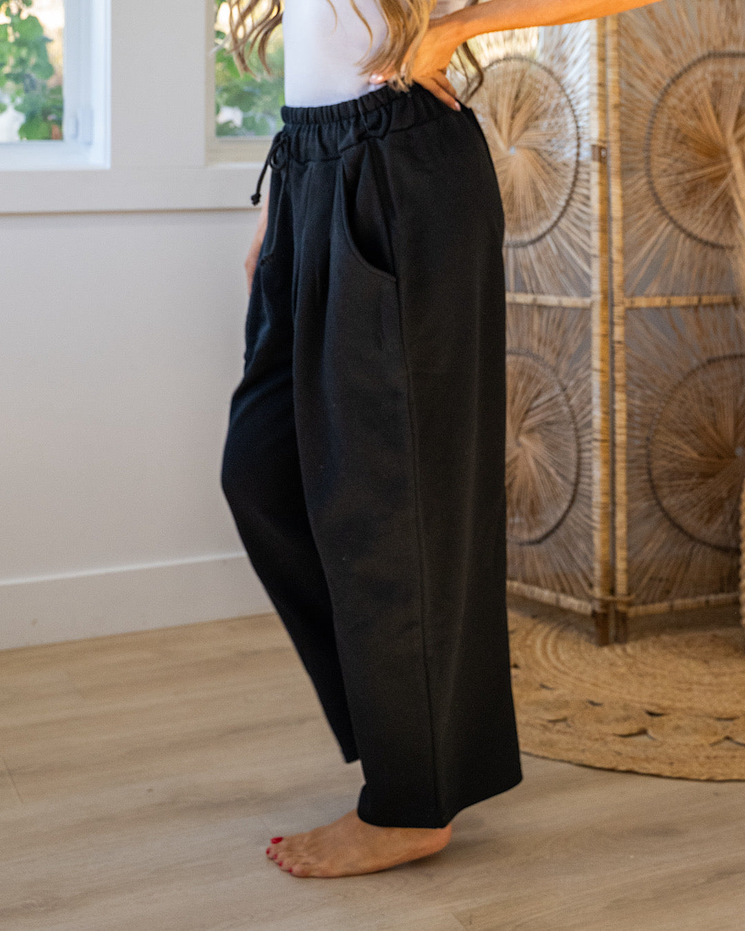 NEW! Mono B Wide Leg Lounge Pants - Black Mono B
