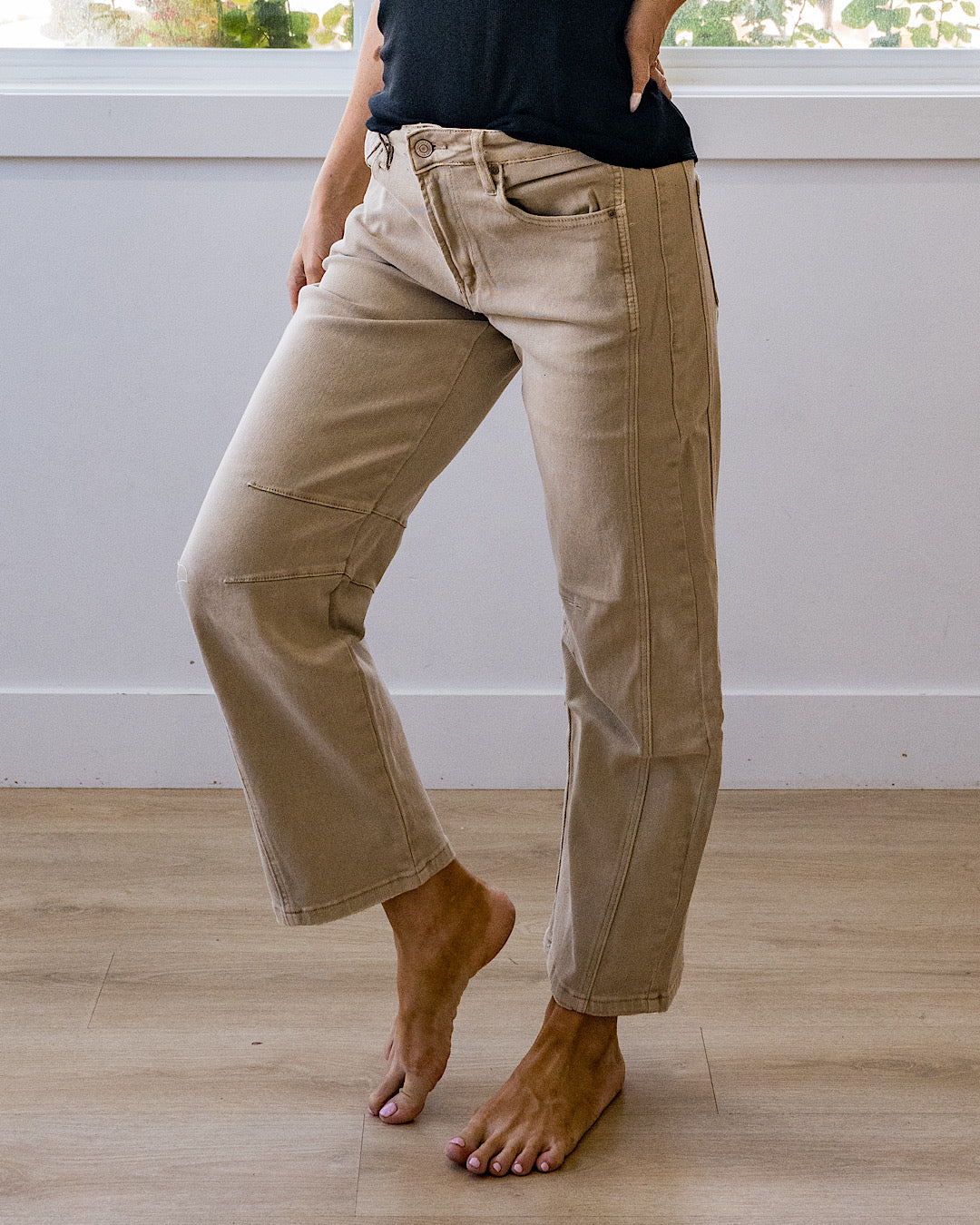 NEW! Alexandra Non Distressed Barrel Jeans - Ash Mocha