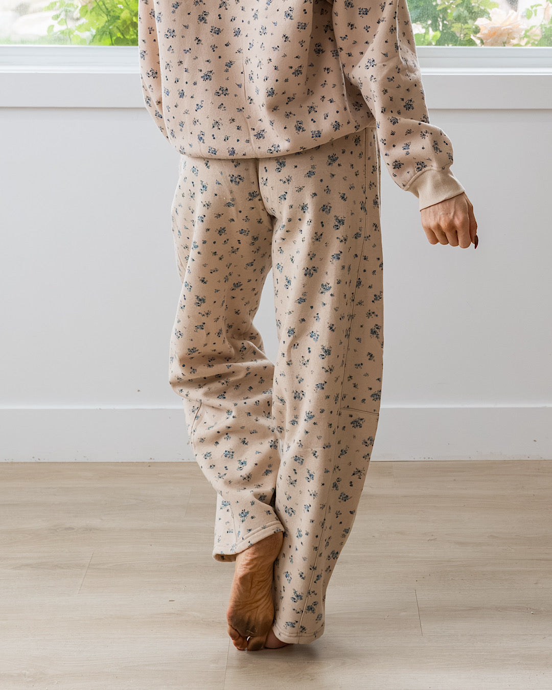 Ditsy Floral Barrel Leg Pants - Khaki Multi Mine