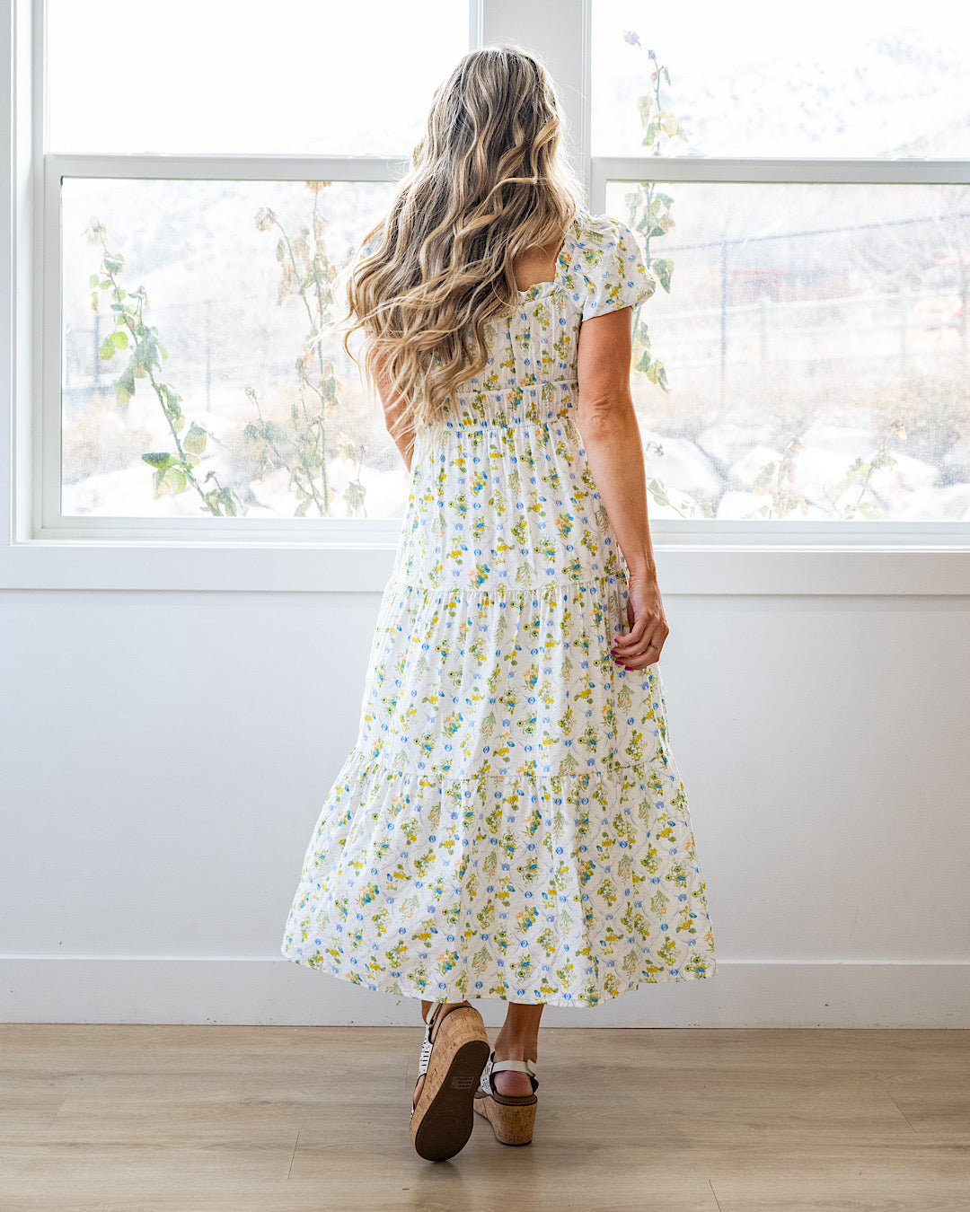 So Sweet Floral Print Midi Dress - Blue Multi Mine