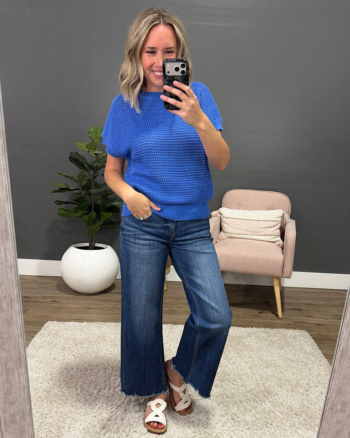 NEW! Nicole Crochet Knit Top - Royal