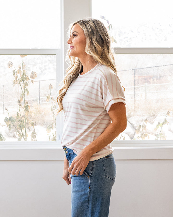 NEW! Madison Striped Top - Blush