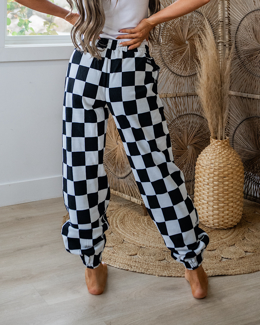 NEW! Ampersand Ave Black Jack Checkered Joggers Ampersand Ave