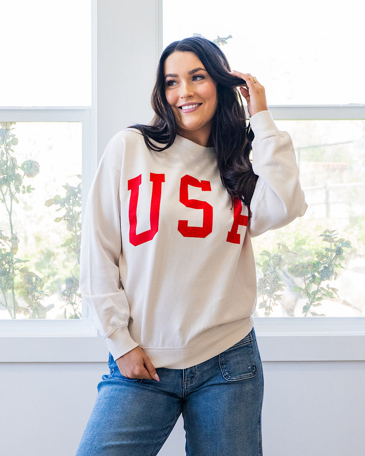 NEW! USA Ivory Sweatshirt Tres Bien