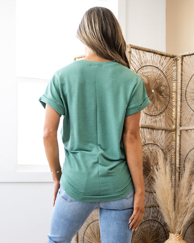 NEW! Melissa Roll Sleeve Top - Green  Staccato   