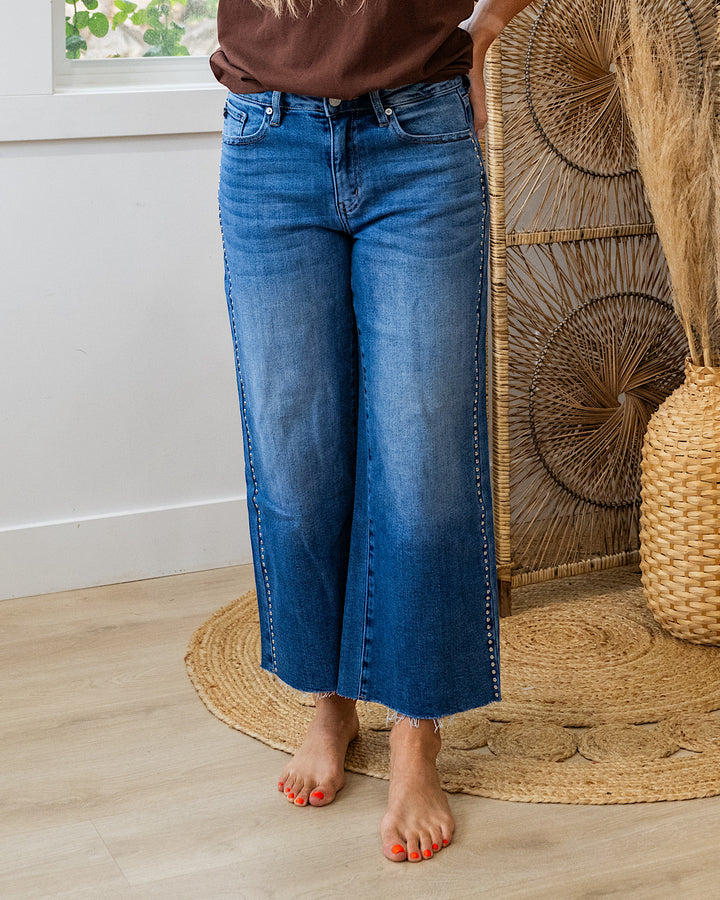 KanCan Raelynn Studded Wide Leg Jeans KanCan