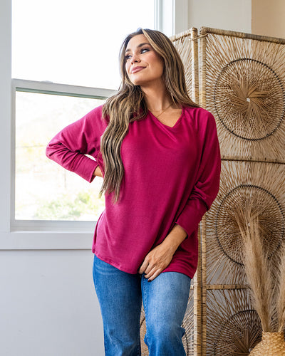 NEW! Lizzie Long Sleeve Swing Top - Marsala Sew In Love