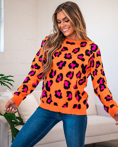 NEW! Wild For You Bright Leopard Sweater  Bibi   