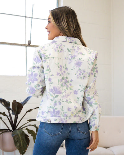 Daniela Ivory Denim Jacket with Lavender Floral Print FINAL SALE  Lovely Melody   