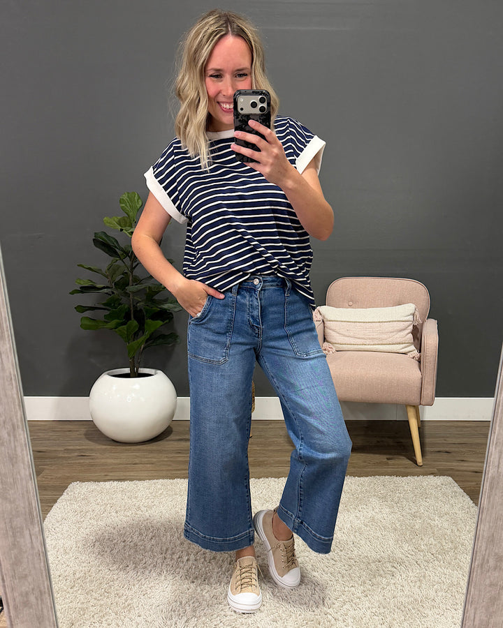 NEW! Madalyn Striped Top - Navy