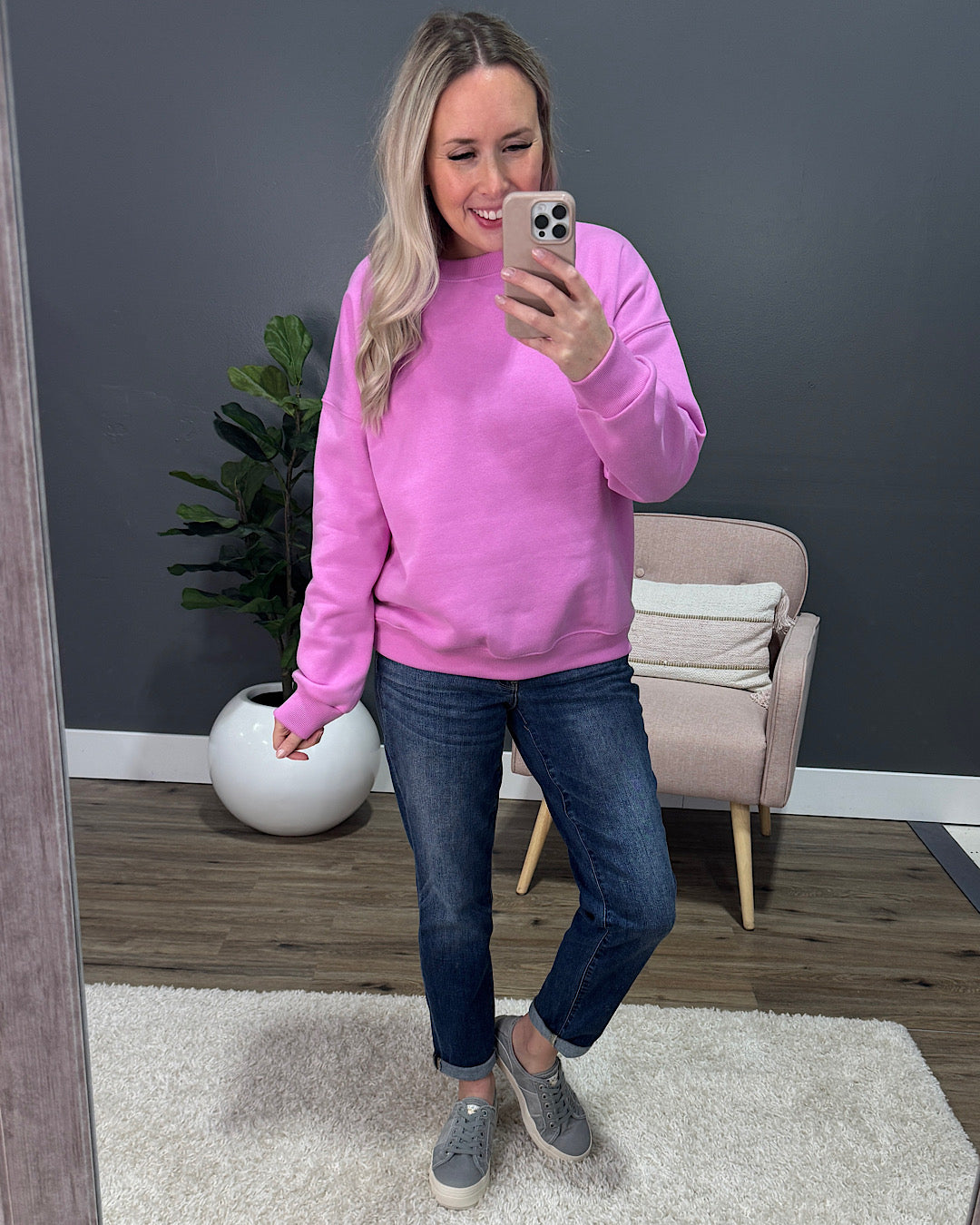 NEW! Cozy Crewneck Sweatshirt - Bright Mauve