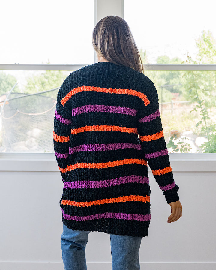 NEW! Halloween Striped Popcorn Cardigan