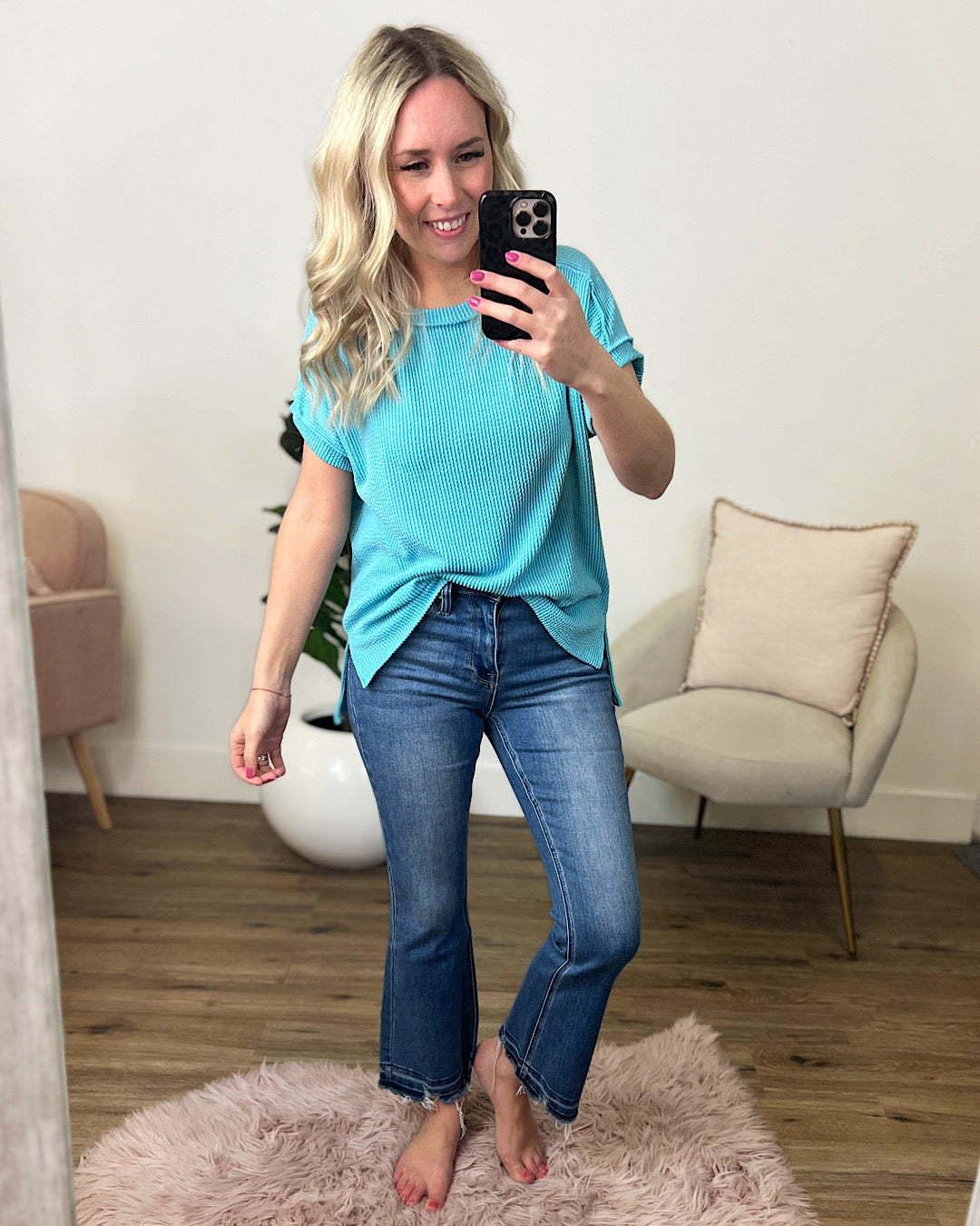 NEW! Daydream Corded Drop Shoulder Top - Turquoise  7th Ray   