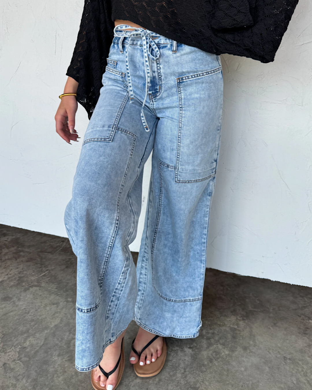 NEW! Blakely Say Yes Tie Waist Wide Leg Jeans Blakely