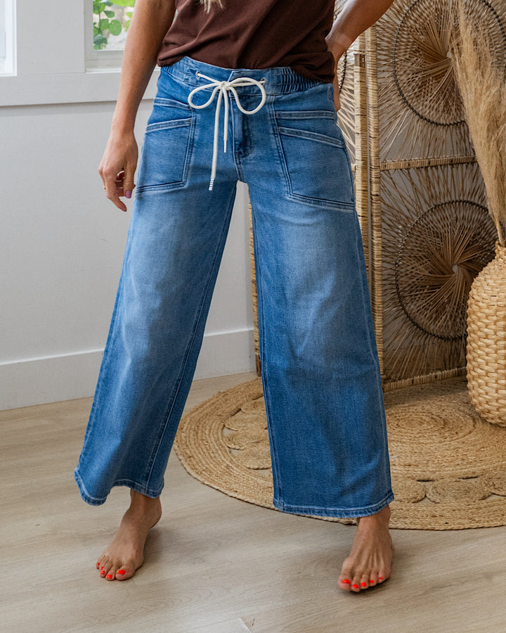 NEW! Vervet Natasha Drawstring Wide Leg Jeans Vervet