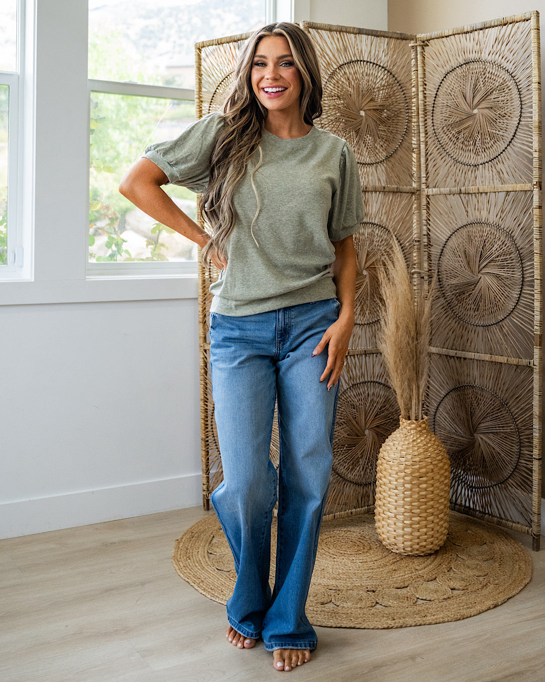 NEW! Katie Puff Sleeve Top - Sage Michelle Mae