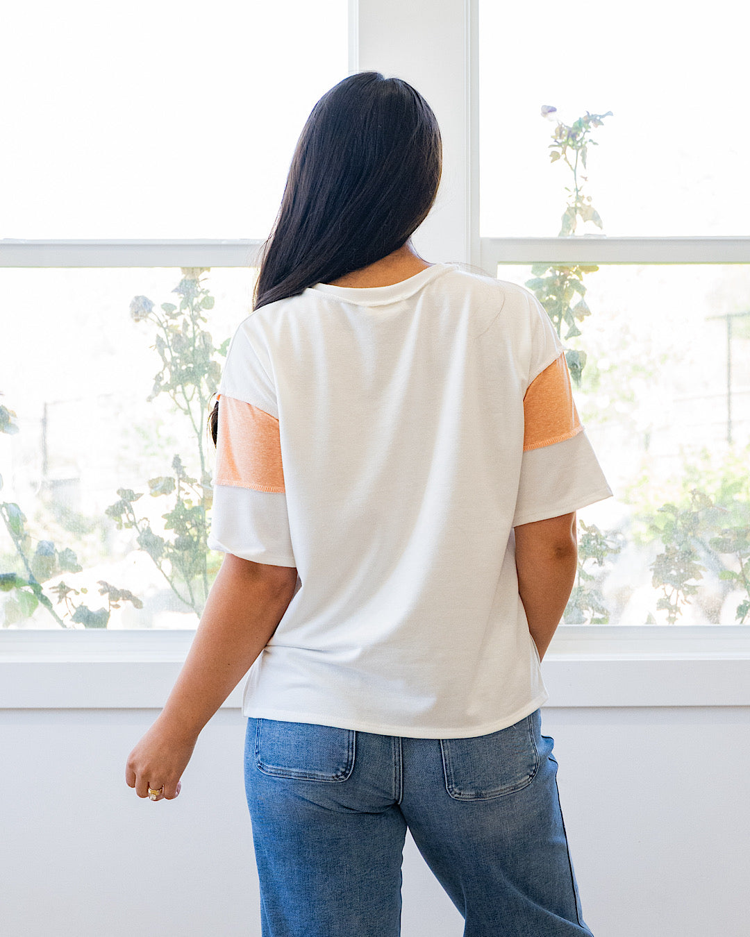 NEW! Maya Color Block Top - Peach