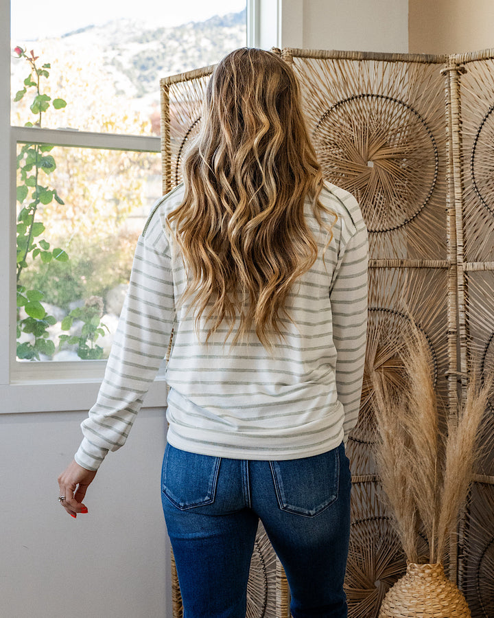 NEW! Jayla Striped Drop Shoulder Top - Sage