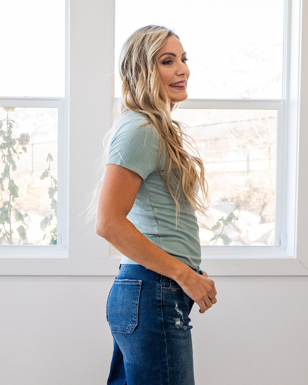 NEW! Breckin Ribbed Top - Seafoam