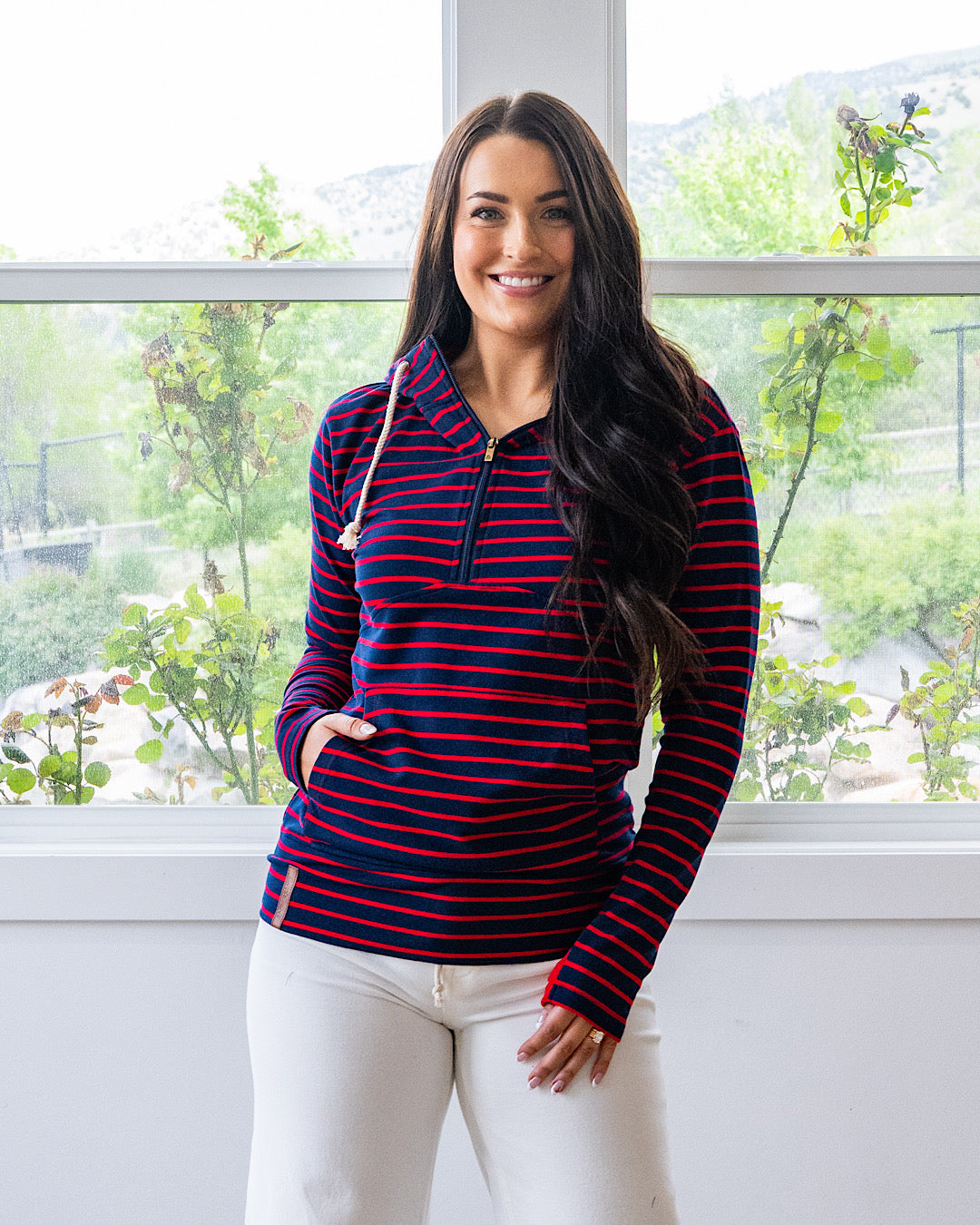 NEW! Ampersand Ave Sailaway Stripes HalfZip Sweatshirt Ampersand Ave