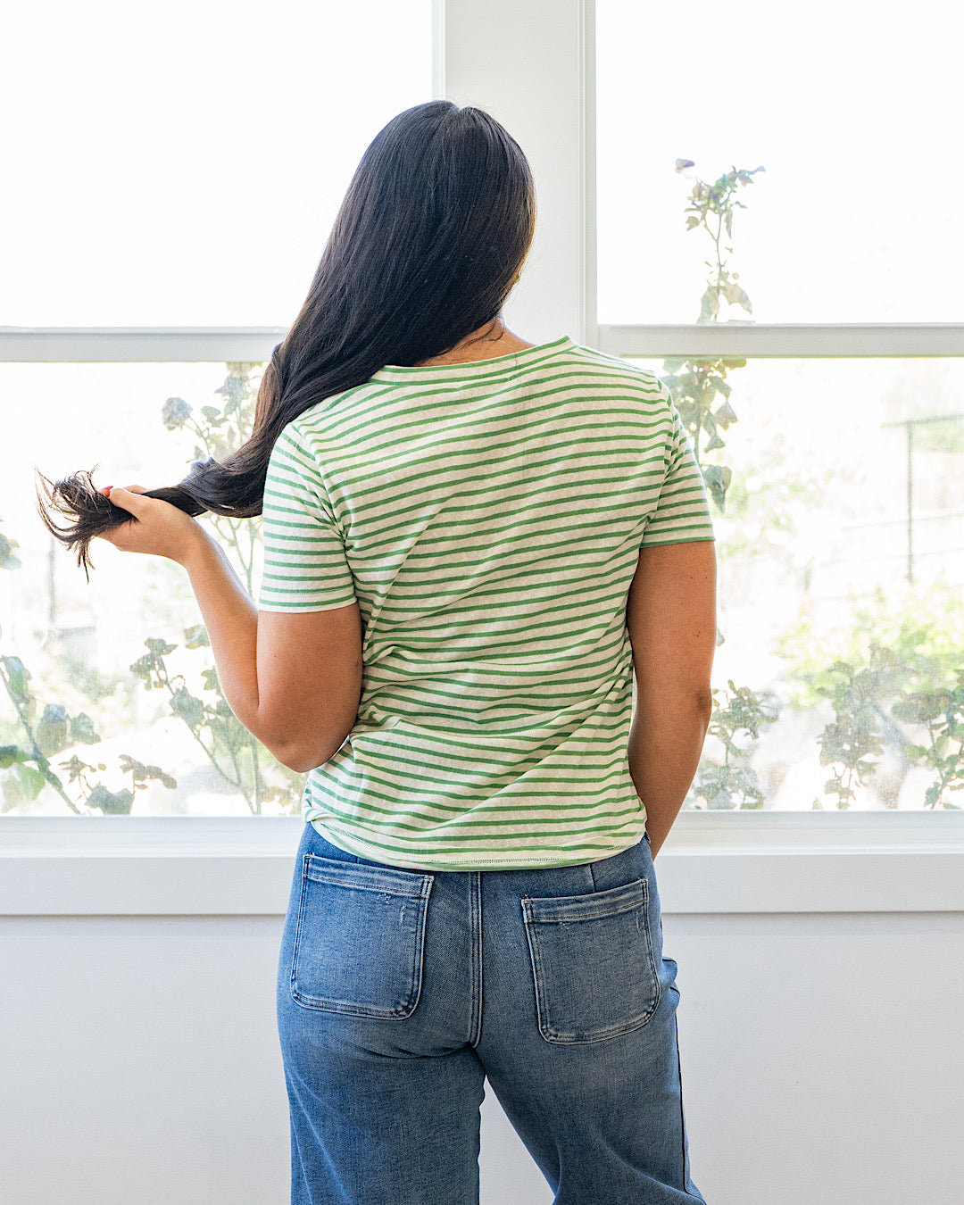 NEW! Erin Striped Slub Knit Top - Green