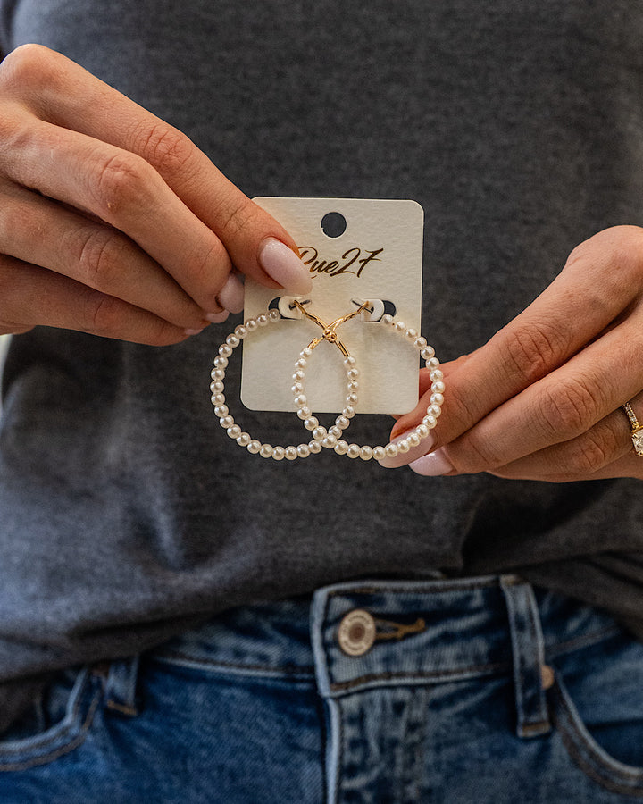 NEW! Pearl Beaded Hoop Earrings