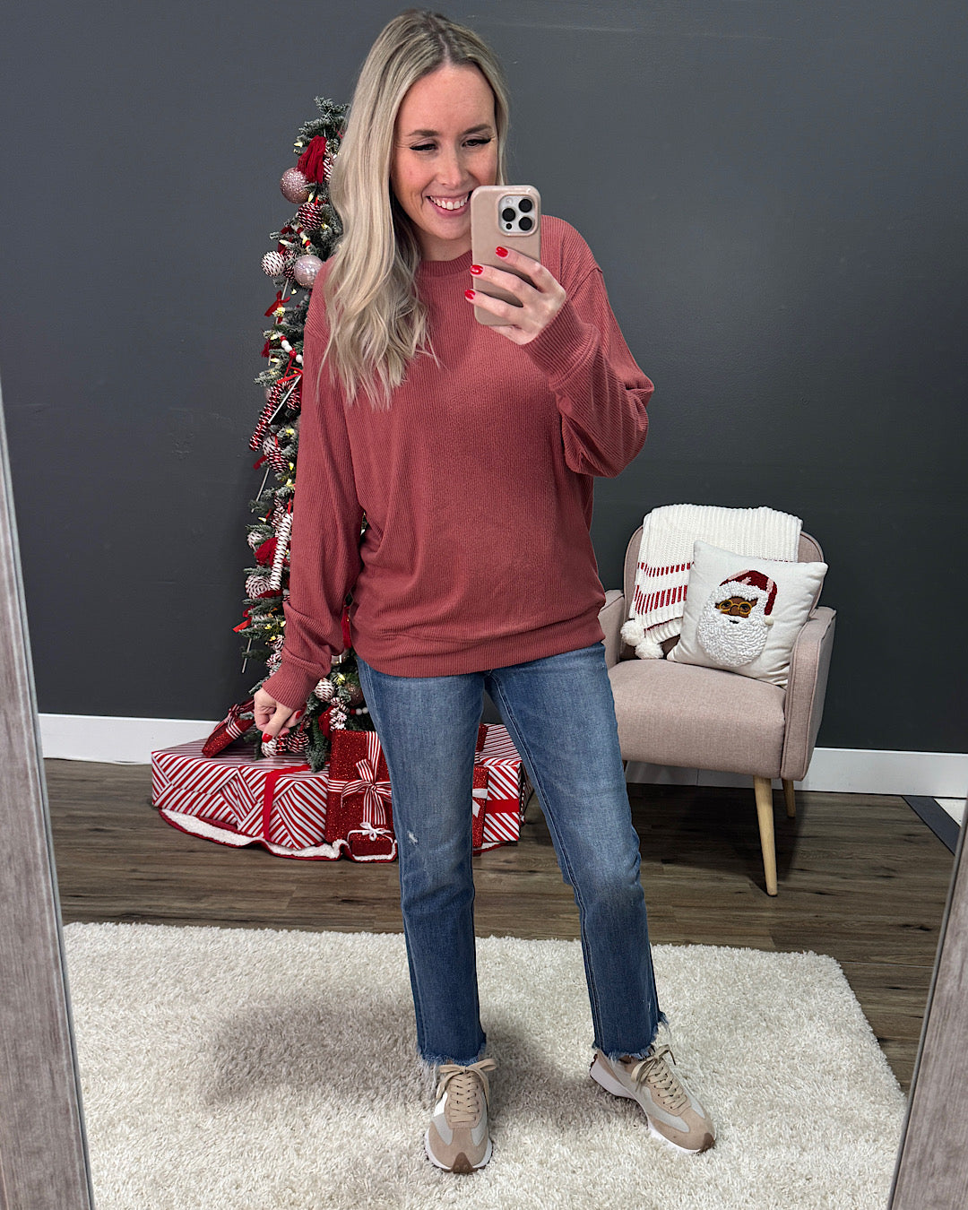 NEW! Mia Ribbed Crewneck Top - Berry Michelle Mae