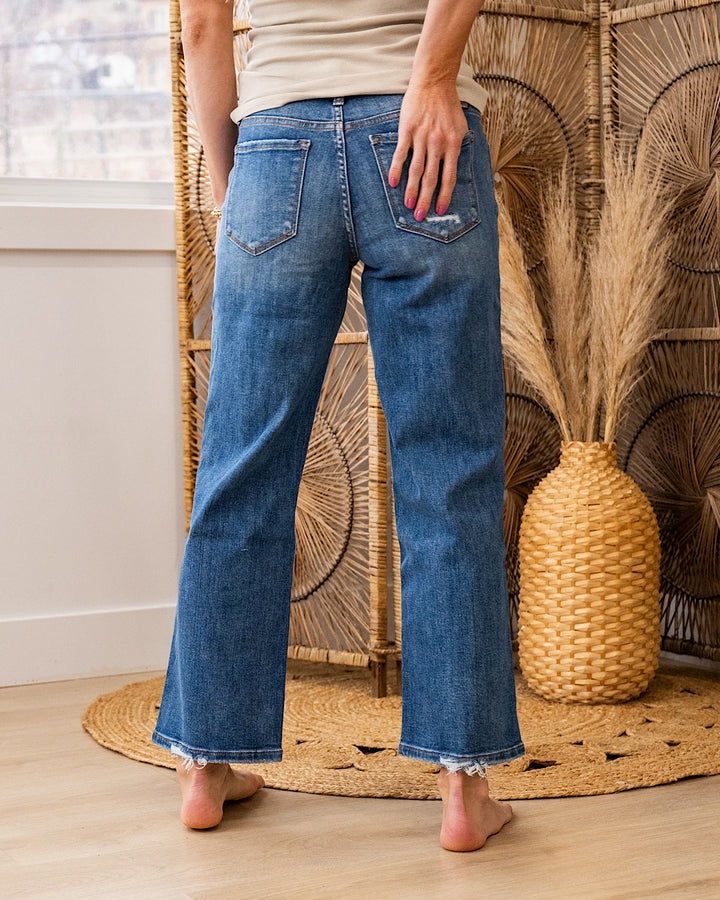 NEW! Lovervet I Knew It Distressed Knee Wide Leg Jeans Vervet