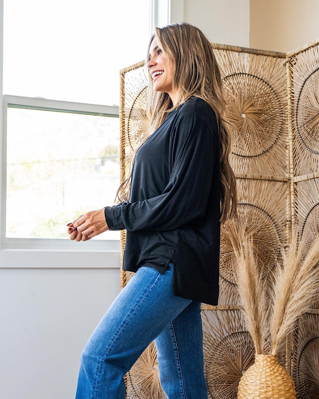 DOORBUSTER! Dolman Sleeve Top - Black Sew In Love