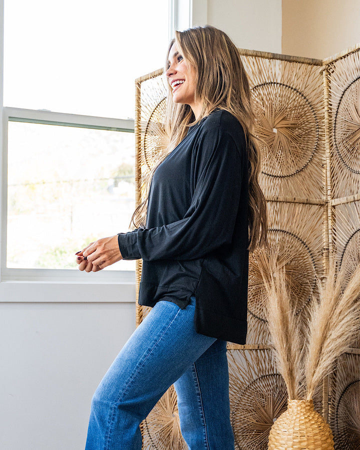 DOORBUSTER! Dolman Sleeve Top - Black Sew In Love