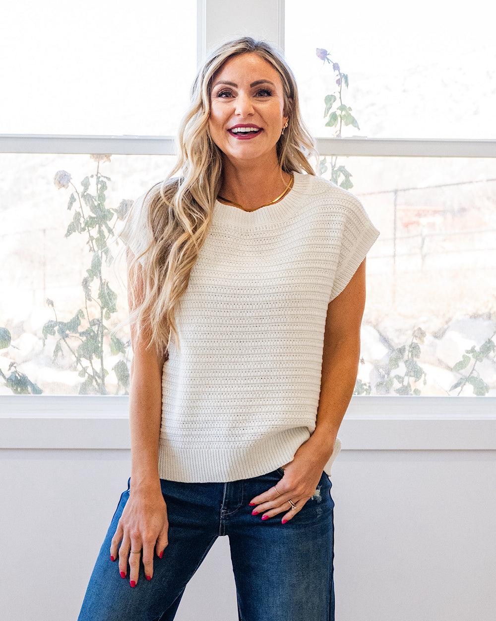 Blindsided Crochet Knit Top - Color Options Available! Be Cool Off White