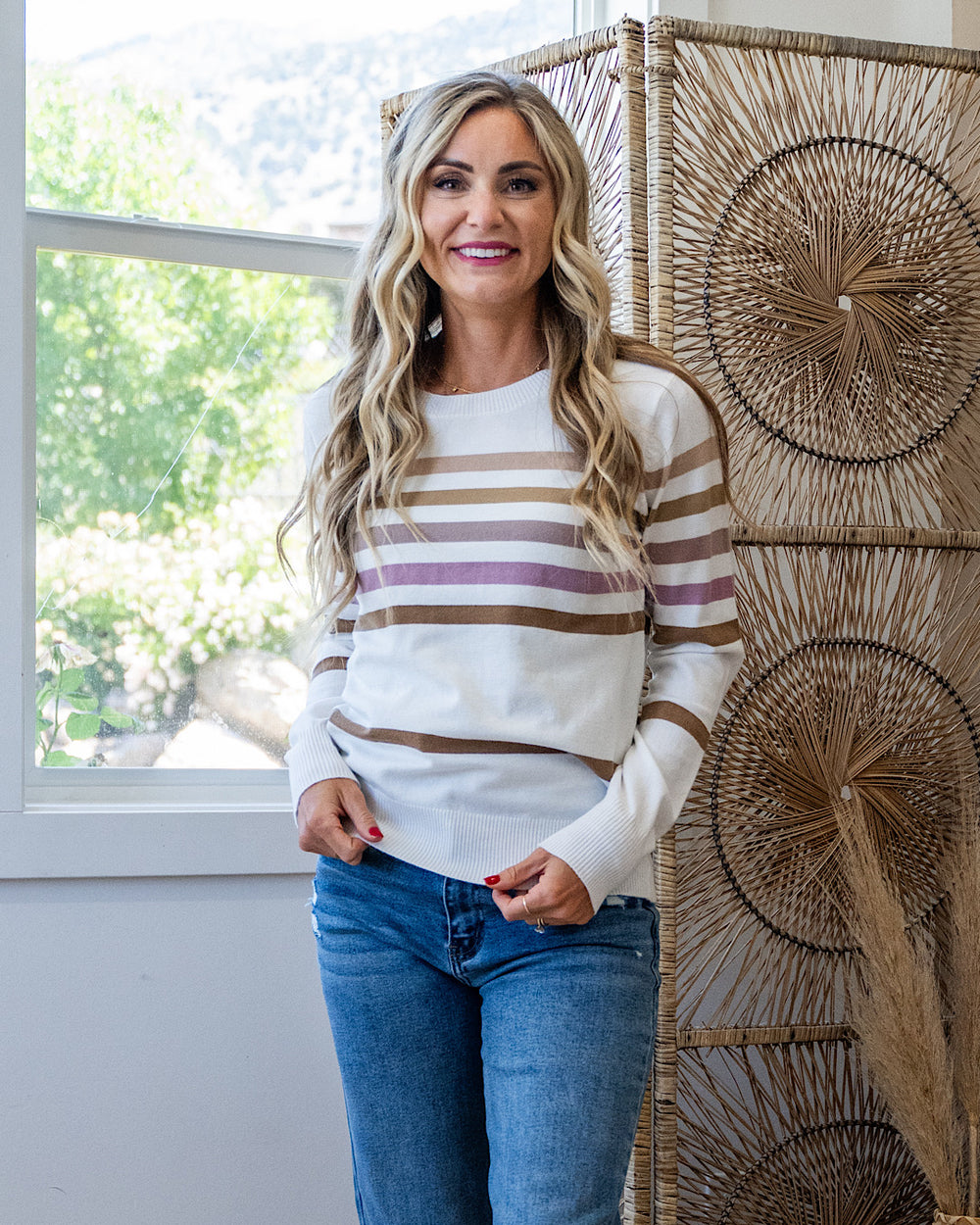 NEW! All I Need Knit Striped Sweater - Taupe & Mauve PS Kate