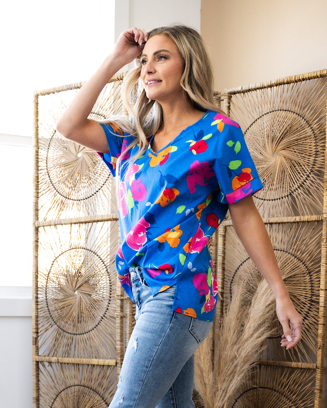 NEW! Suzanne Royal Blue Floral Top  Lovely Melody   
