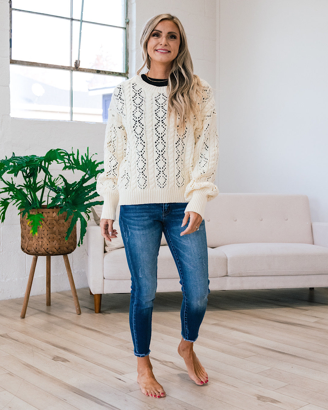 ARROW STEAL! Cream Cable Open Knit Sweater