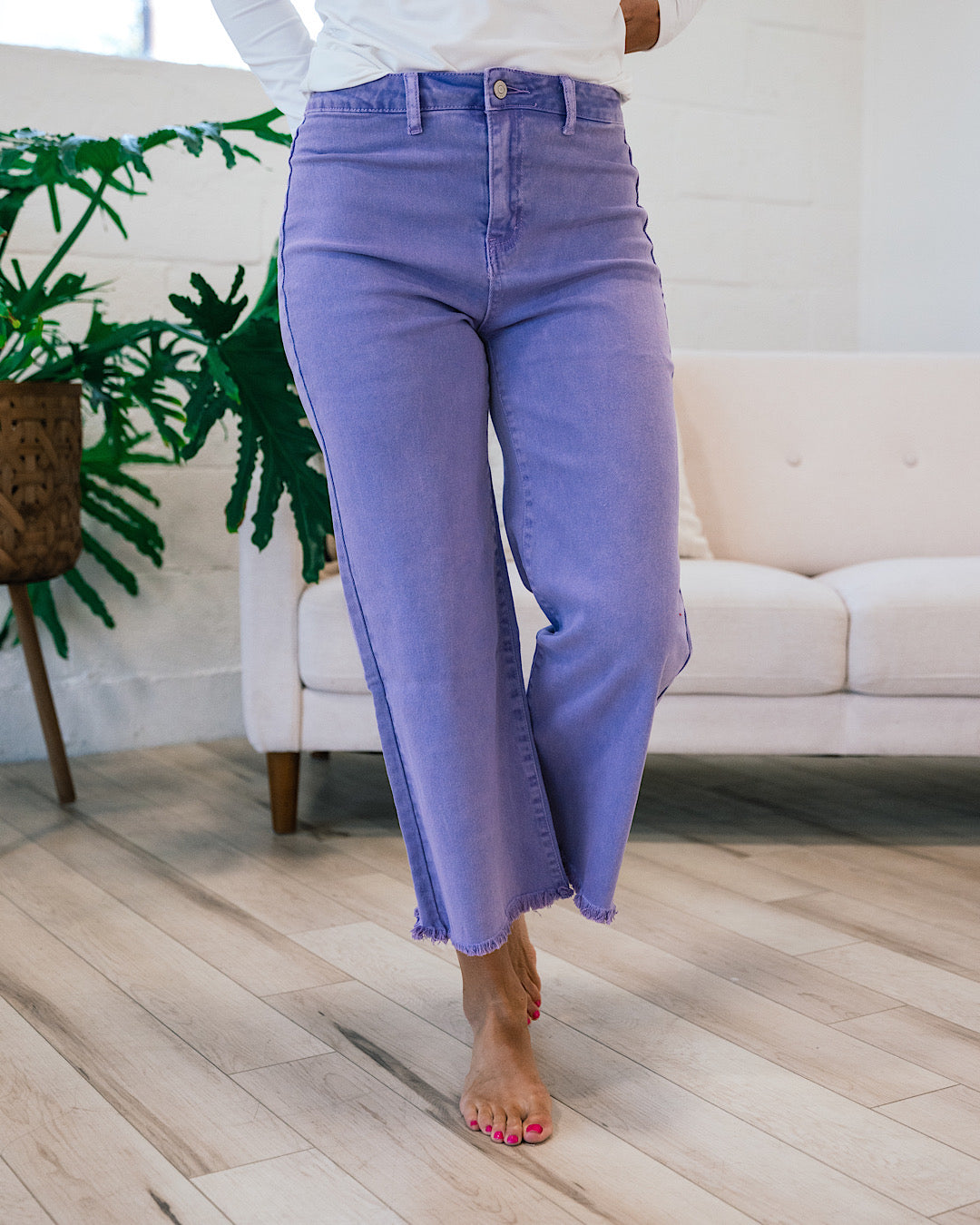 Mae Wide Leg Cropped Jeans - Color Options Available! Zenana Violet
