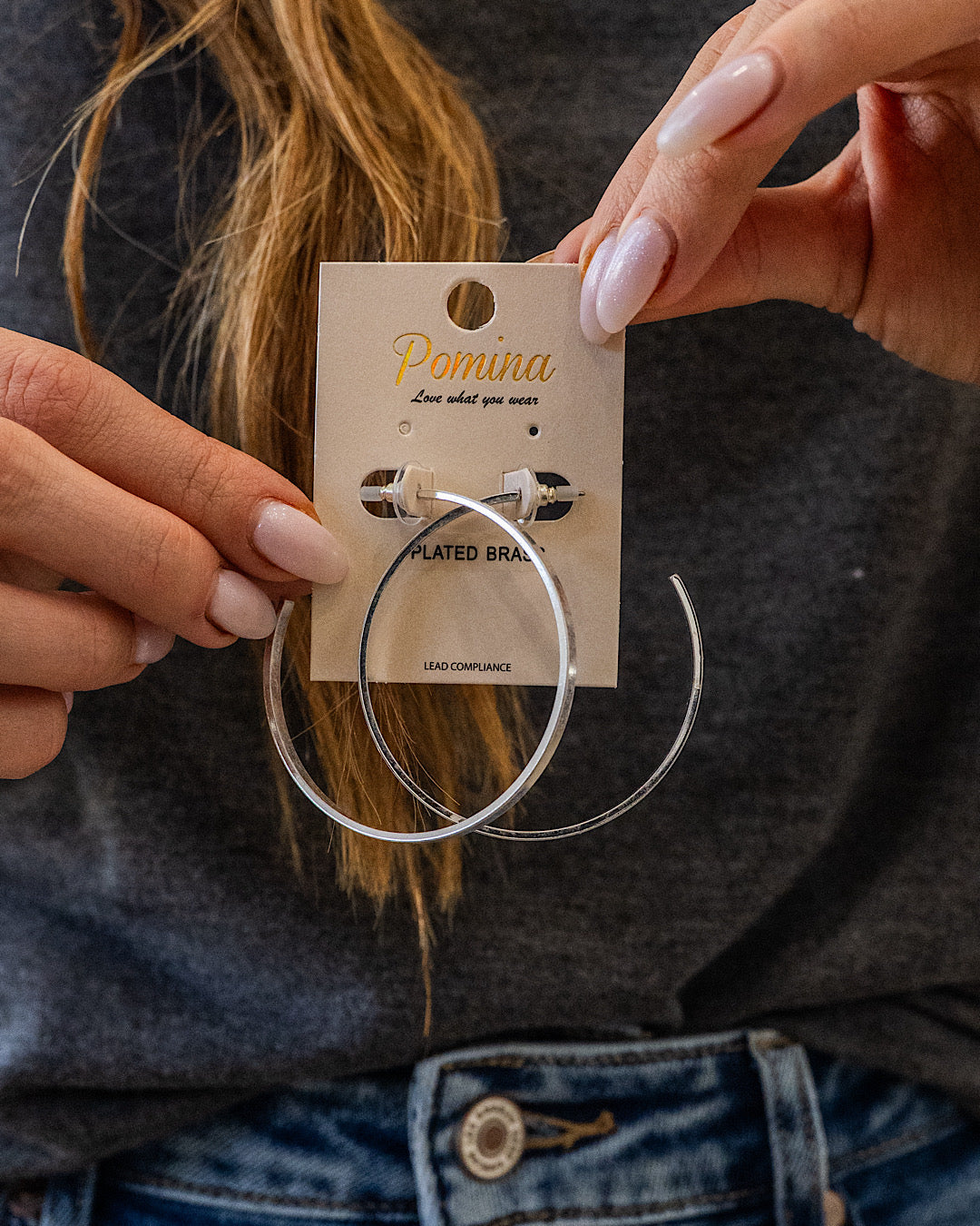 NEW! Brass Open Hoop Earrings - Silver Trendy Wholesale