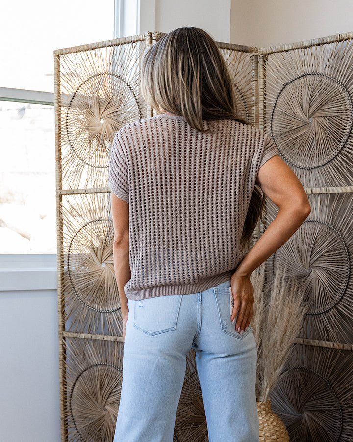 NEW! Darci Open Weave Top - Light Mocha Zenana