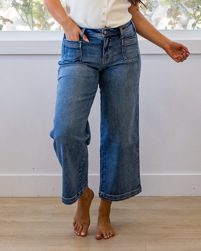 NEW! KanCan Jody Patch Pocket Wide Leg Jeans KanCan