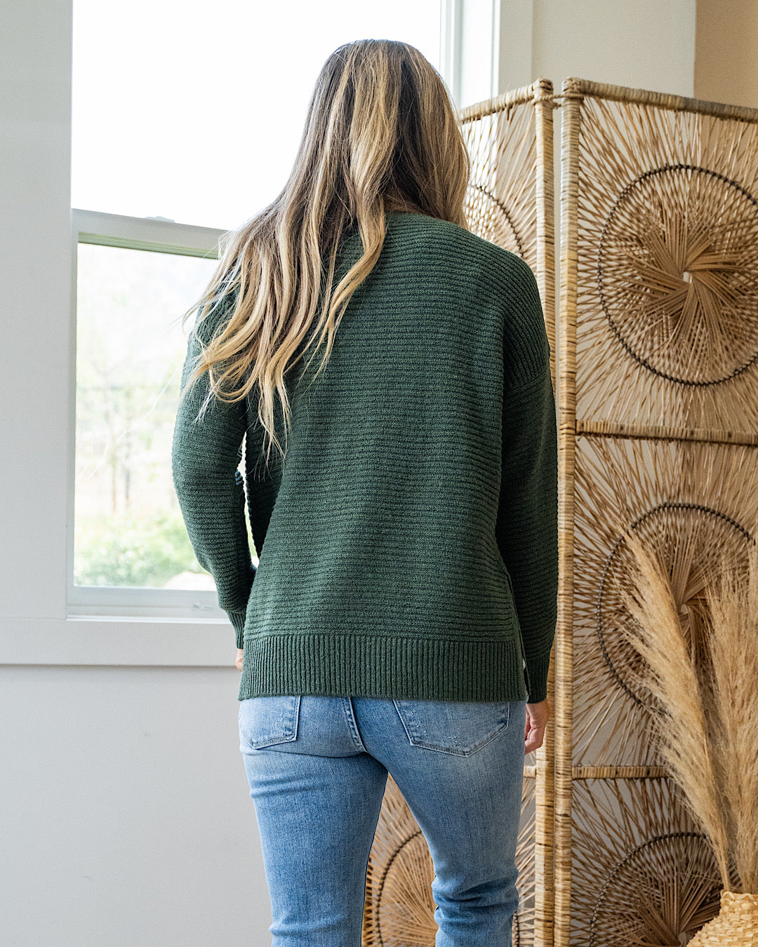 NEW! Leslie Side Slit Sweater - Kale  Staccato   