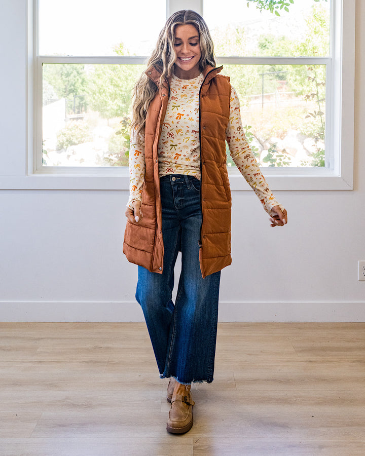 NEW! Harlow Long Vest - Cinnamon