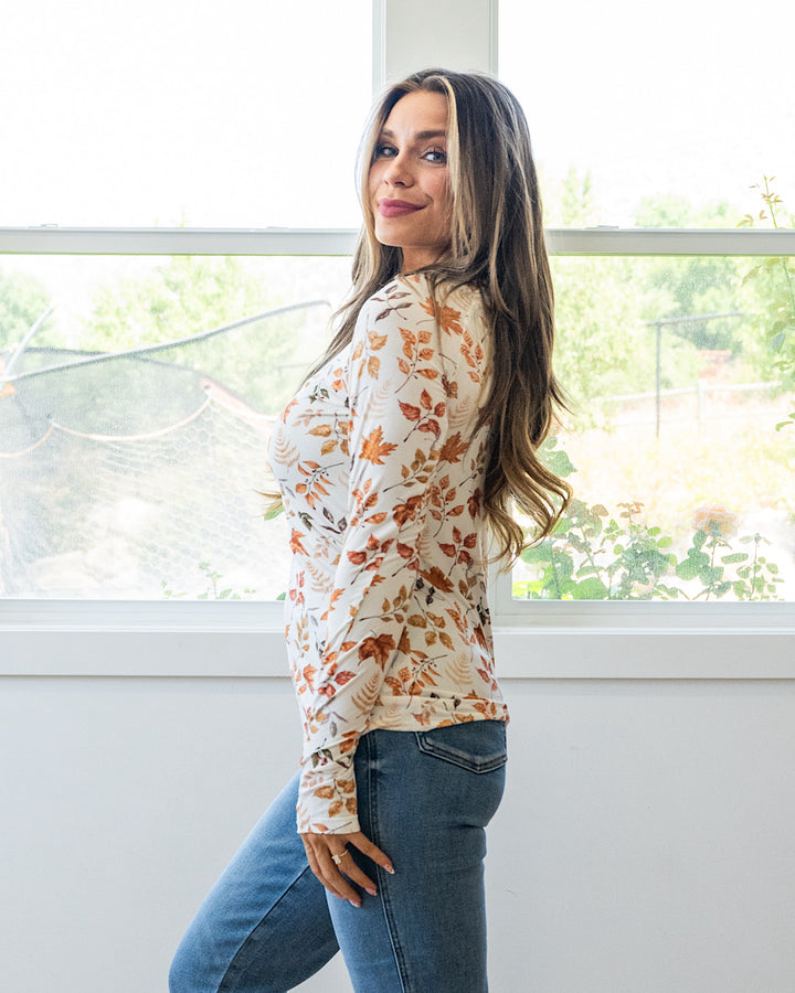 NEW! Blair Long Sleeve Top - Harvest Leaves