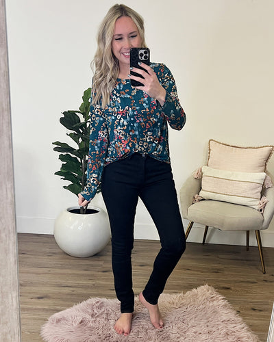 Sharon Teal and Leopard Print Blouse  Bombom   