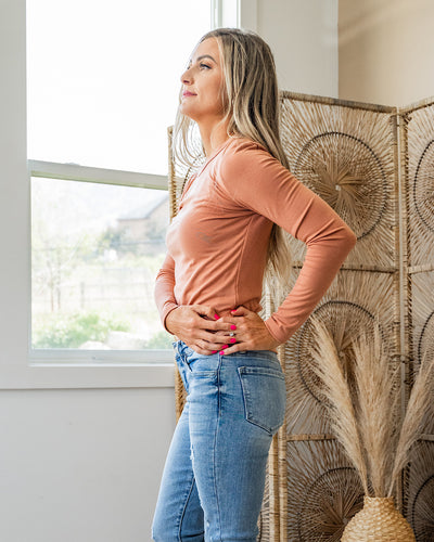 Elle Long Sleeve Knit Top - Persimmon Be Cool