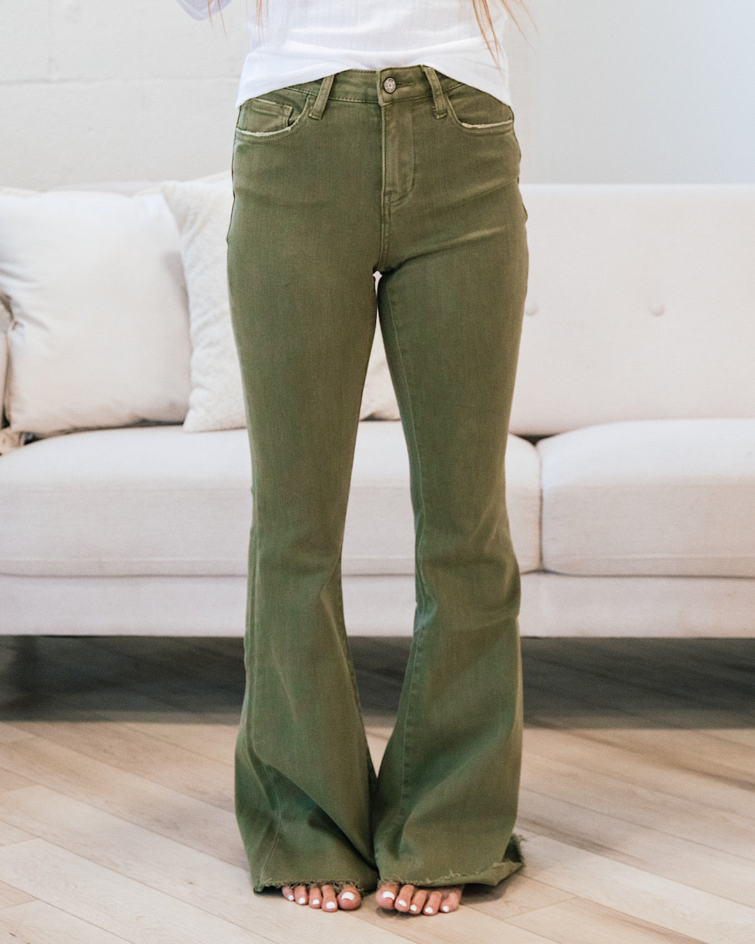 Vervet Devin Non Distressed Flare Jeans - Covert Green FINAL SALE  Vervet   