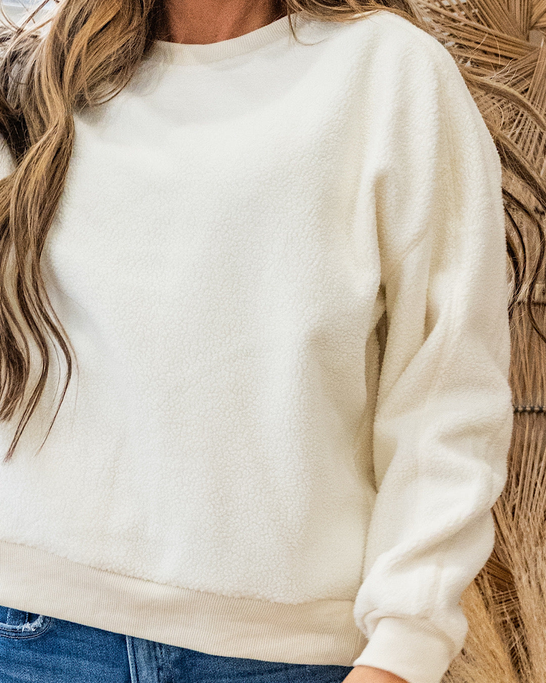 NEW! Della Cozy Fleece Pullover - Cream Staccato