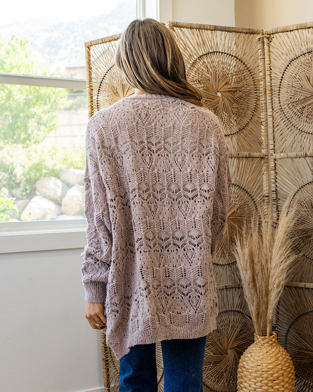 NEW! Roselin Pointelle Open Cardigan - Taupe